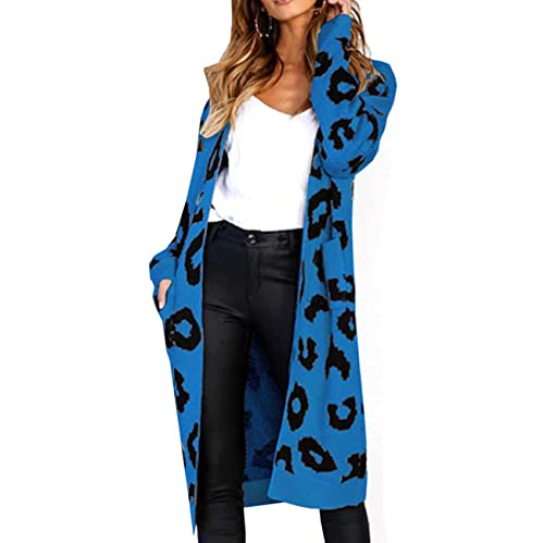 BAIXIAOCHI Leopard Print Lose Langarm Strickjacke Strickjacke V-Ausschnitt Damen Pullover Damen von BAIXIAOCHI