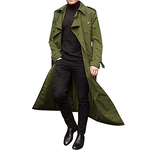 BAIXIAOCHI Mittellanger Zweireihiger Trenchcoat FüR Herren Langer Trenchcoat FüR MäNner Casual von BAIXIAOCHI