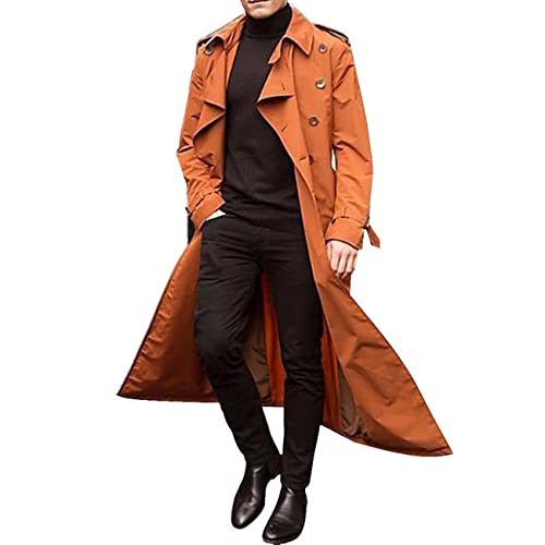 BAIXIAOCHI Mittellanger Zweireihiger Trenchcoat FüR Herren Langer Trenchcoat FüR MäNner Casual von BAIXIAOCHI