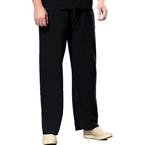 BAIYIT Große Größe Sommer Herren Baumwolle Tall Große Größen Weites Bein Leinenhose Übergroße Joggerhose Männlich Plus Größe Lose Hosen,Schwarz,9XL BAIYIT Große Größe Sommer Herren Baumwolle Tall Große Größen Weites Bein Leinenhose Übergroße Joggerhose Männlich Plus Größe Lose Hosen,Schwarz,9XL von BAIYIT