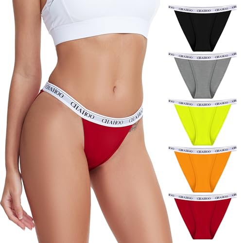 BAJAOEY Unterhosen Damen Baumwolle Hoch Geschnitten Hipster Unterwäsche Frauen Sport Brazilian Damen Slips Mehrpack 5er Pack S-XL von BAJAOEY