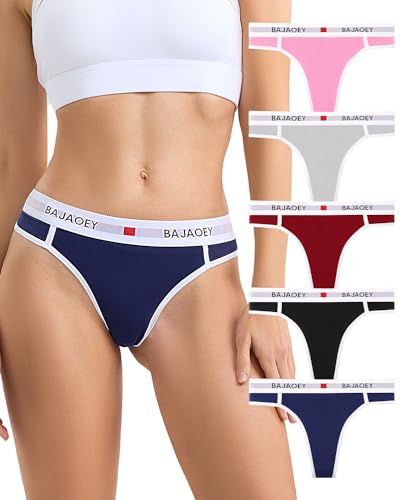 BAJAOEY Tangas Damen Baumwolle Unterwäsche Frauen Nahtlose String Damen Sexy Low Rise Höschen für Frau 5er-Pack L von BAJAOEY