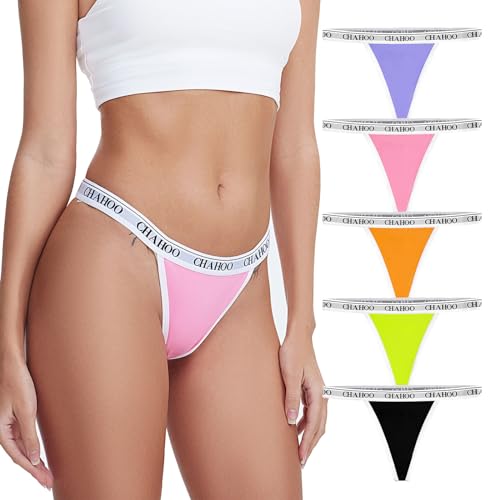 BAJAOEY G String Tangas für Frauen Baumwoll Thong Tanga Unterwäsche Low Rise Nahtlos Slips Sexy Höschen für Frauen 5er-Pack,L von BAJAOEY