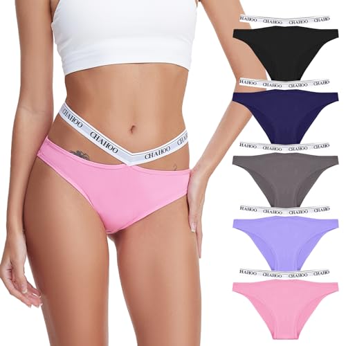 BAJAOEY Unterhosen Damen Slip Baumwoll Unterwäsche Damen Bequeme Hipster Bikini Slips Frauen Höschen 5er Pack,M von BAJAOEY