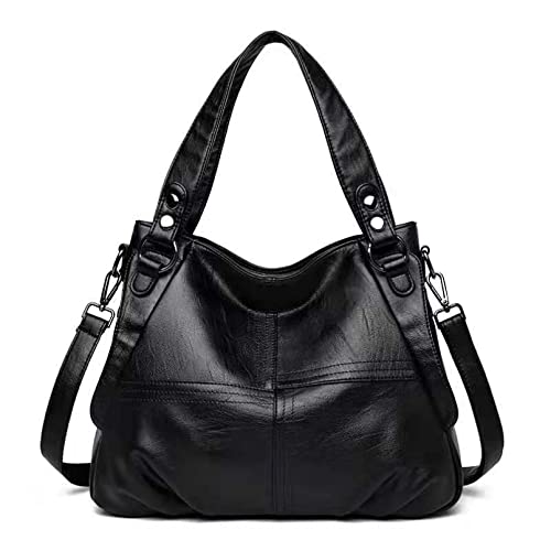 BAJIE Damen Mini Tasche Frauen Taschen Designer Handtaschen Große Kapazität Casual One-Shoulder Messenger Taschen Leder Taschen, Schwarz von BAJIE