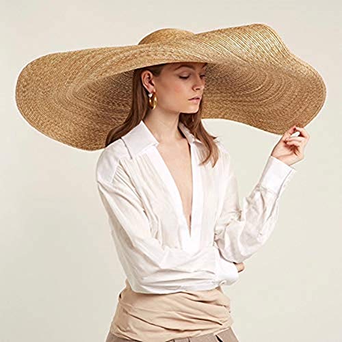 BAJIE Sonnenhut Sommer Strand Hut Damen breite Krempe Sonnenhut Frauen Strohhut Bühne Walk Show Concave Form Strand groß Strohhalm von BAJIE