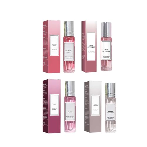 4 Pack Pheromone Parfüm für Frauen,Parfum Pheromone Für Frauen,Duft -Kollektion,Pheromone Parfum,Roll-on Pheromone Parfüm,Enhanced Blumen und Früchte Duft für Frauen (40ML, D) von BAJIUK