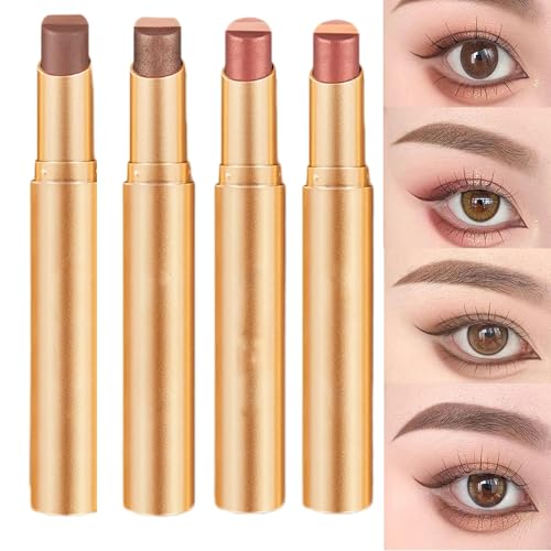 4 Stück 3-in-1-Lidschattenstift, Wasserfester, Matter Und Schimmernder Lidschatten, Langanhaltender Lidschattenstift, Cremiger Lidschattenstift Mit Langanhaltender Farbe von BAJIUK
