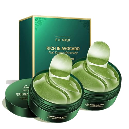 Augenpads Gegen Tränensäcke und Falten, Eye Patches für Augenpflege, Eye Pads Augenringe Entfernen für Damen,Avocado Augenpads mit Avocado Extrakt, Seaweed Eye Mask, Botanischer Extrakt (2PC) von BAJIUK