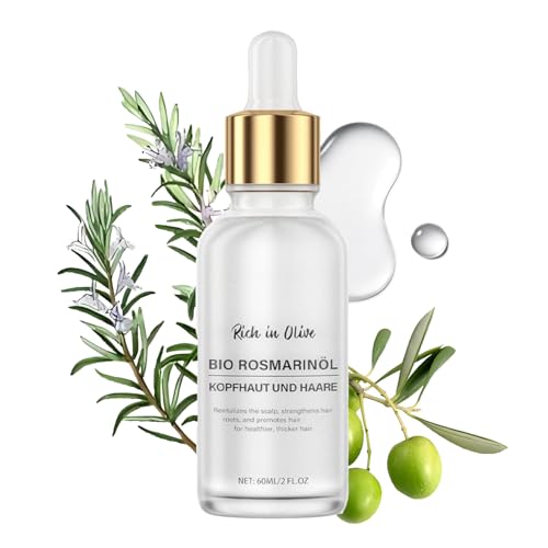Bio Rosmarinöl Haare Haarwachstum Beschleunigen Haaröl, 60ML Rosmarinöl Haare, Rosmarin Minzöl mit VielenAnderen Ölen stärkt die Haarkur, Haaröl bei Haarausfall, Haaröl für Frauen & Männer (1PC) von BAJIUK