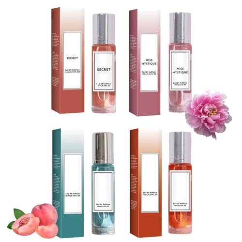 4 Stück Pheromone Parfum Woman, Parfum set für Frauen, Roll-On Parfüm Damen, Mini Parfüm set, Blumen und Früchte Duft für Frauen (4PC-C) von BAJIUK