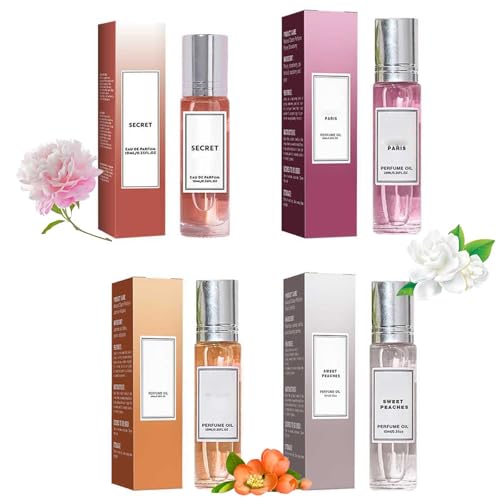 Pheromone Parfum Woman, Parfum set für Frauen, Roll-On Parfüm Damen, Mini Parfüm set, Blumen und Früchte Duft für Frauen (4PC-E) von BAJIUK