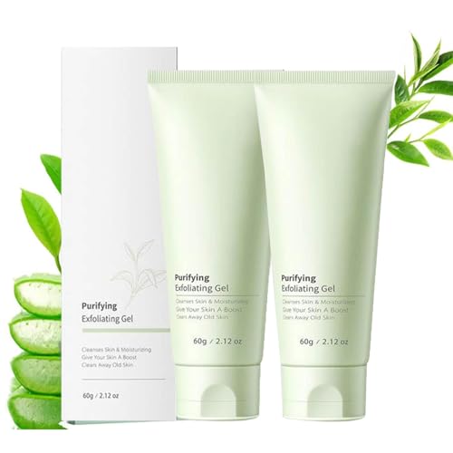 Purifying Exfoliating Gel,Tiefenreinigendes Peeling-Gel, Gesichtspeeling-Reiniger, Feuchtigkeitsspendend, Deep Cleansing Face and Body Exfoliating Scrub Gel, für Männer und Frauen (2PC, 60ML) von BAJIUK