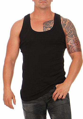 4er Pack Herren Unterhemd Classic in Feinripp Tank Top schwarz Muskel Shirt Trägershirt Größe 8 von Bakis