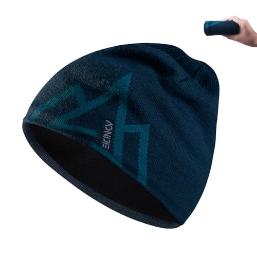 BAKLUCK Merinowolle Mütze Beanie Haube Atmungsaktiv Frühling Strickmütze Weich Warm Merino Wintermütze Stretch Hat Sportmütze Bequem Wool Haube für Damen & Herren Dunkelblau von BAKLUCK