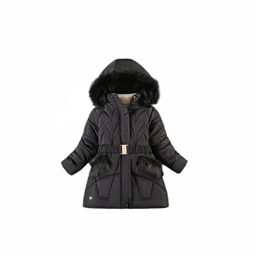 BALAKEBEI Kinder Warmjacke Winter Kapuzenjacke Mädchen dicke Wolljacke mit Fellkragen 120-160 cm von BALAKEBEI