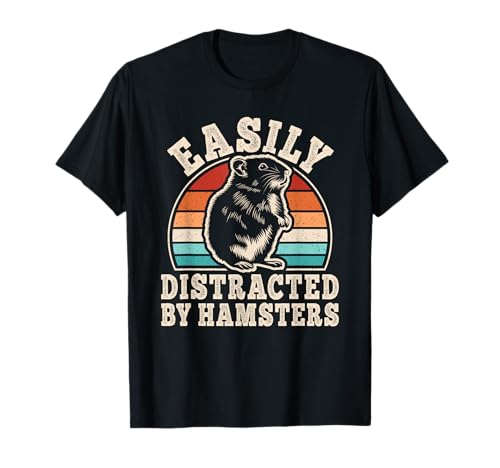 Easily Distracted by Hamsters Retro Hamster Männer Frauen T-Shirt von BALARI