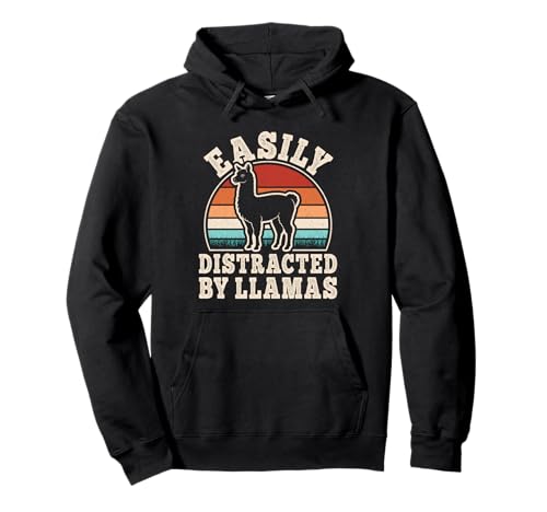 Easily Distracted by Llamas Retro Lama Männer Frauen Kinder Pullover Hoodie von BALARI