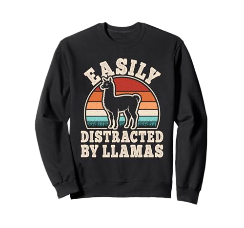 Easily Distracted by Llamas Retro Lama Männer Frauen Kinder Sweatshirt von BALARI