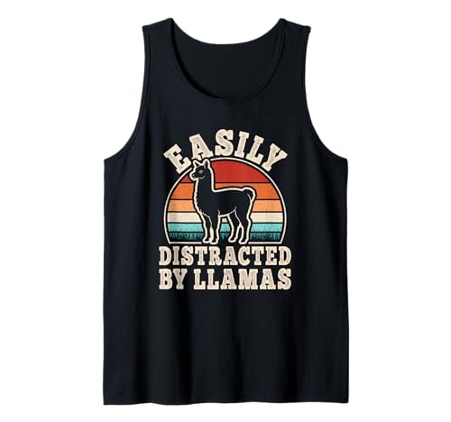 Easily Distracted by Llamas Retro Lama Männer Frauen Kinder Tank Top von BALARI