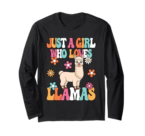 Just A Girl Who Loves Llamas Süßes Groovy Lama Mädchen Langarmshirt von BALARI