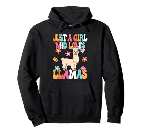 Just A Girl Who Loves Llamas Süßes Groovy Lama Mädchen Pullover Hoodie von BALARI