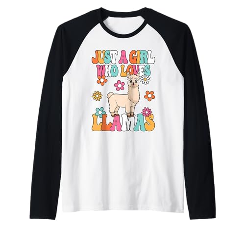 Just A Girl Who Loves Llamas Süßes Groovy Lama Mädchen Raglan von BALARI