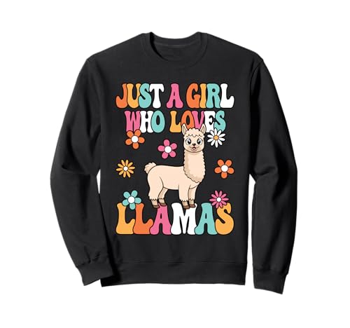 Just A Girl Who Loves Llamas Süßes Groovy Lama Mädchen Sweatshirt von BALARI