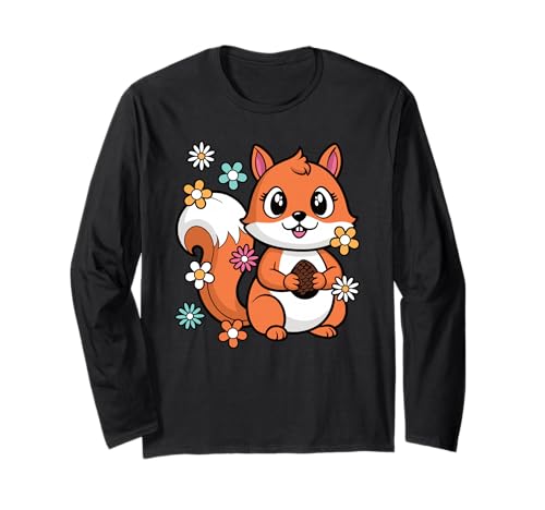 Niedliches Eichhörnchen Liebhaber Kawaii Tier Frauen Mädchen Langarmshirt von BALARI
