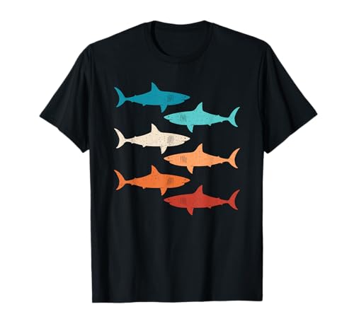Retro Haifisch Hai Unterwasserlebewesen Ozean Damen Herren T-Shirt von BALARI
