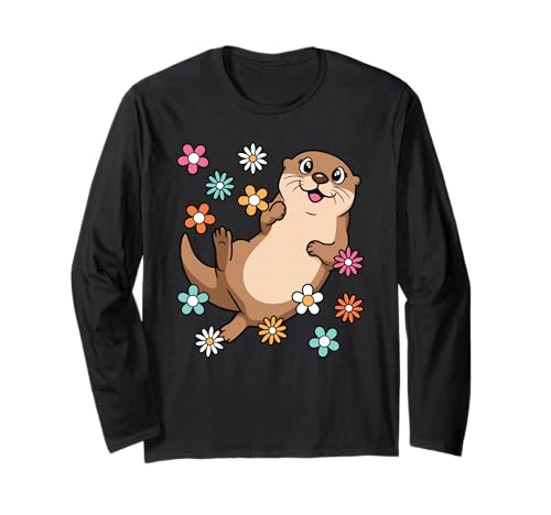 Süßer Otter Liebhaber Groovy Kawaii Frauen Mädchen Kinder Langarmshirt von BALARI