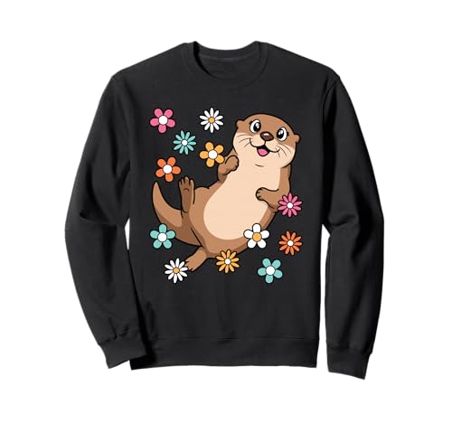 Süßer Otter Liebhaber Groovy Kawaii Frauen Mädchen Kinder Sweatshirt von BALARI