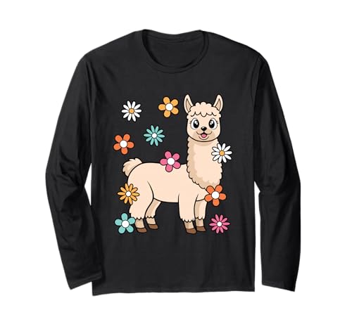 Süßes Lama Groovy Kawaii Frauen Mädchen Kinder Langarmshirt von BALARI