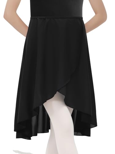 BALAYSIER Ballettrock Wickelrock Mädchen/Damen 60CM Rocklänge Tanz Rock aus Chiffon Mit Verstellbare Taille(Schwarz, L) von BALAYSIER