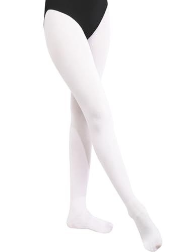 BALAYSIER Ballettstrumpfhose Mädchen und Damen 90D Weiche ballett strumpfhose Hochelastische tanzstrumpfhose für Tanz und Performance 1-2 Paar(Weiß,XL) von BALAYSIER