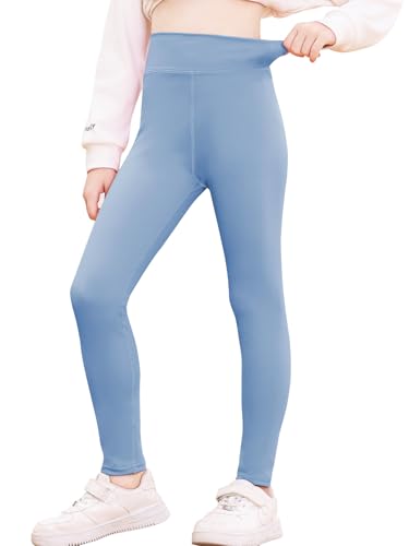 BALAYSIER Sporthose Mädchen Kinder Sportleggings High Waist Elastisch Sport Leggings Mädchen Yogahose Kinder(Blau,130) von BALAYSIER