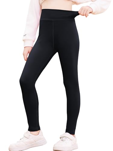 BALAYSIER Sporthose Mädchen Kinder Sportleggings High Waist Elastisch Sport Leggings Mädchen Yogahose Kinder(Schwarz,120) von BALAYSIER