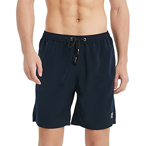 BALCONY & FALCON Herren Badehose mit Kordelzug Schnell trocknende Boardshorts zum Schwimmen, Surfen, Laufen, Fitnessstudio, Training, Spazierengehen Schwarzgrau XS von BALCONY & FALCON