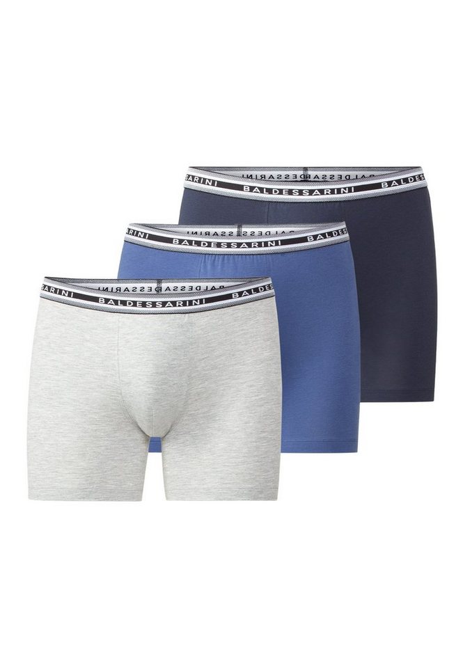 BALDESSARINI Langer Boxer Baldessarini Herren Long-Pants blau uni 3er Pack (3-St) von BALDESSARINI