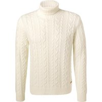 BALDESSARINI Herren Rollkragenpullover weiß Schurwolle unifarben von BALDESSARINI