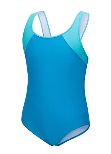 BALEAF Badeanzug Mädchen Einteiliger Blickdichter Schwimmanzug Mädchen UPF 50+ Sportbadeanzüge Wettkampf Badeanzug Kinder One Piece Swimsuit Blau/Grün 28 von BALEAF