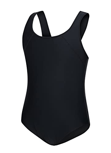 BALEAF Badeanzug Mädchen Einteiliger Blickdichter Schwimmanzug Mädchen UPF 50+ Sportbadeanzüge Wettkampf Badeanzug Kinder One Piece Swimsuit Schwarz 28 von BALEAF