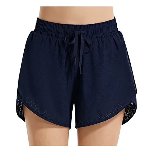 baleaf Badeshorts Damen UPF50+ Badehose Schnell Trocknende Boardshorts UV Schutz Bikini Shorts mit Tasche Schwimmhose mit Mesh Dunkel Blau 3XL von baleaf