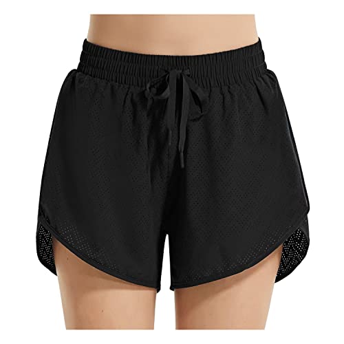 BALEAF Badeshorts Damen UPF50+ Badehose Schnell Trocknende Boardshorts UV Schutz Bikini Shorts mit Tasche Schwimmhose mit Mesh Schwarz 3XL von BALEAF