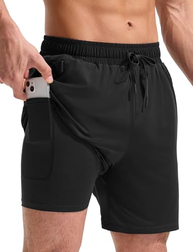 baleaf Badeshorts Männer Rash Guard Badehose mit Reißverschlusstaschen Quick Dry UPF 50+ Schwarz L von baleaf