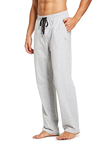 BALEAF Breite Jogginghose Herren Baumwolle Freizeithose Gerades Bein Sporthose Herren Lang mit Taschen Hellgrau XXXL von BALEAF