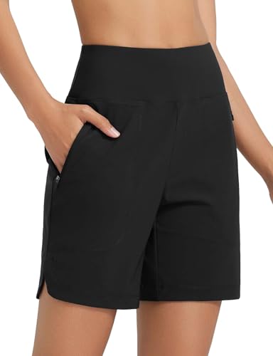 baleaf Damen 7" Badeshorts mit Sonnenschutz Badehosen Chlorresistente Strandhose UPF50+ Schwarz 3XL von baleaf