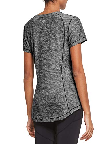 BALEAF Damen T-Shirt Sportshirt Kurzarm Atmungsaktiv Schnell Trocken Laufshirt kurzärmelige T-Shirt Yoga Gym Laufen Schwarz M von BALEAF