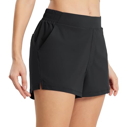 BALEAF Damen Athletic Shorts 2.5" Workout Running Shorts Casual Lounge Yoga Neuheit Shorts mit Taschen Schwarz XL von BALEAF