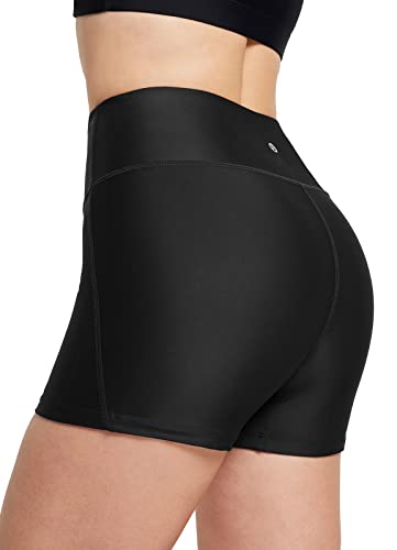 BALEAF Damen Badeshorts Bauchweg Boardshorts Boyleg Quick Dry UPF50+ Badeshorts, Schwarz , M von BALEAF